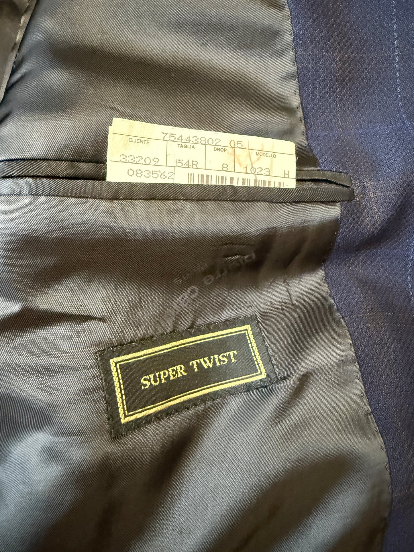 Giacca Pierre Cardin anni '90 in lana super twist blu a quadri - tg. 52/54