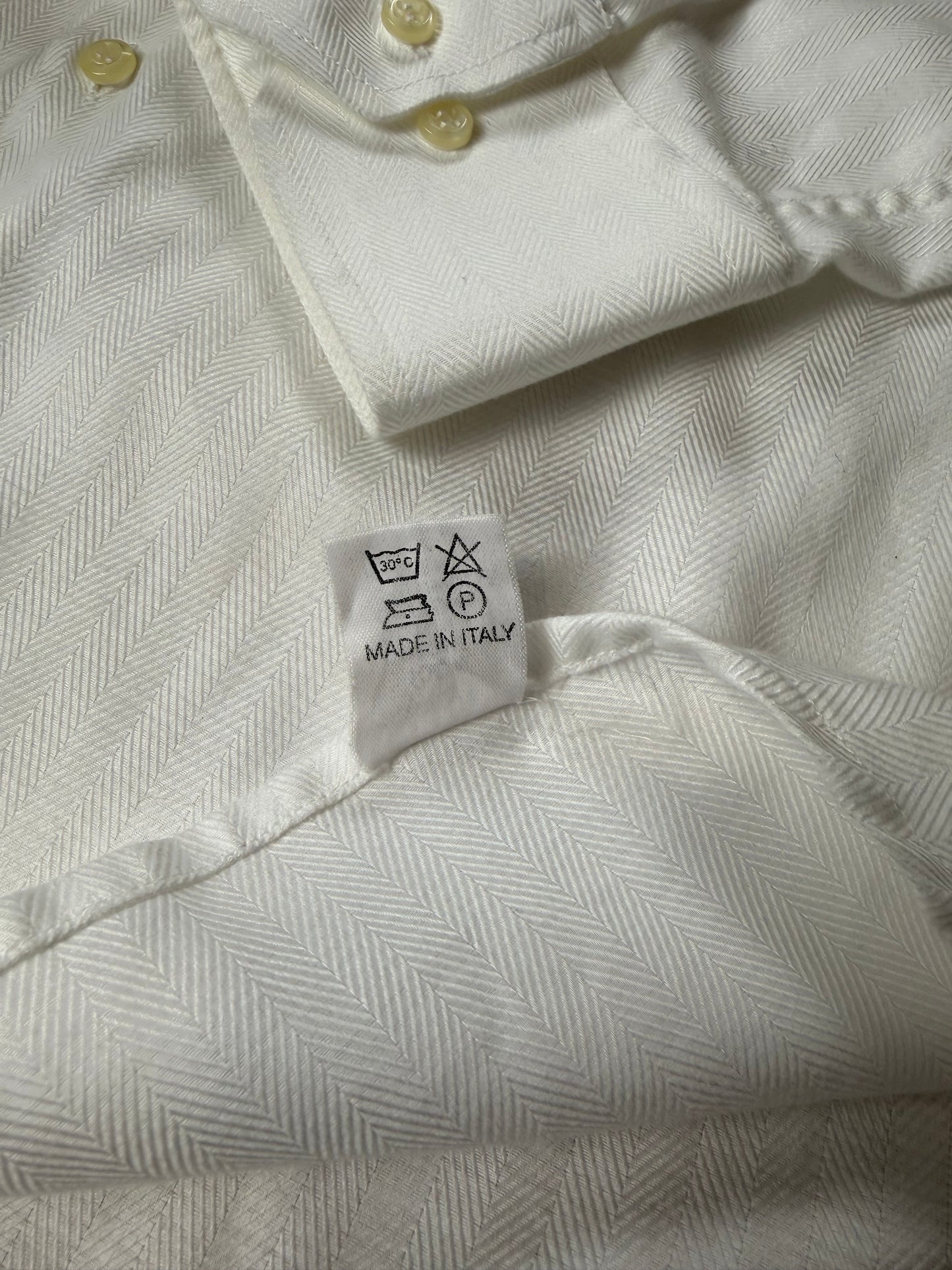 Camicia bianca cotone herringbone - XL collo 45