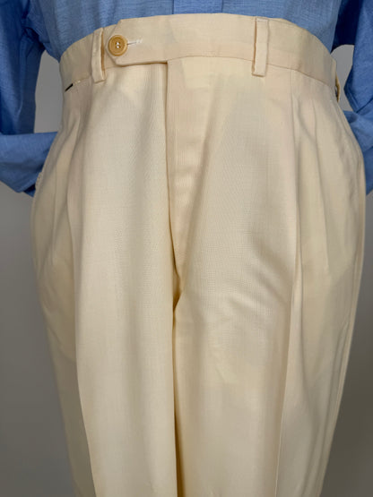 Pantaloni Pierre Cardin fresco lana avorio anni ‘80 (NOS) - tg. 50