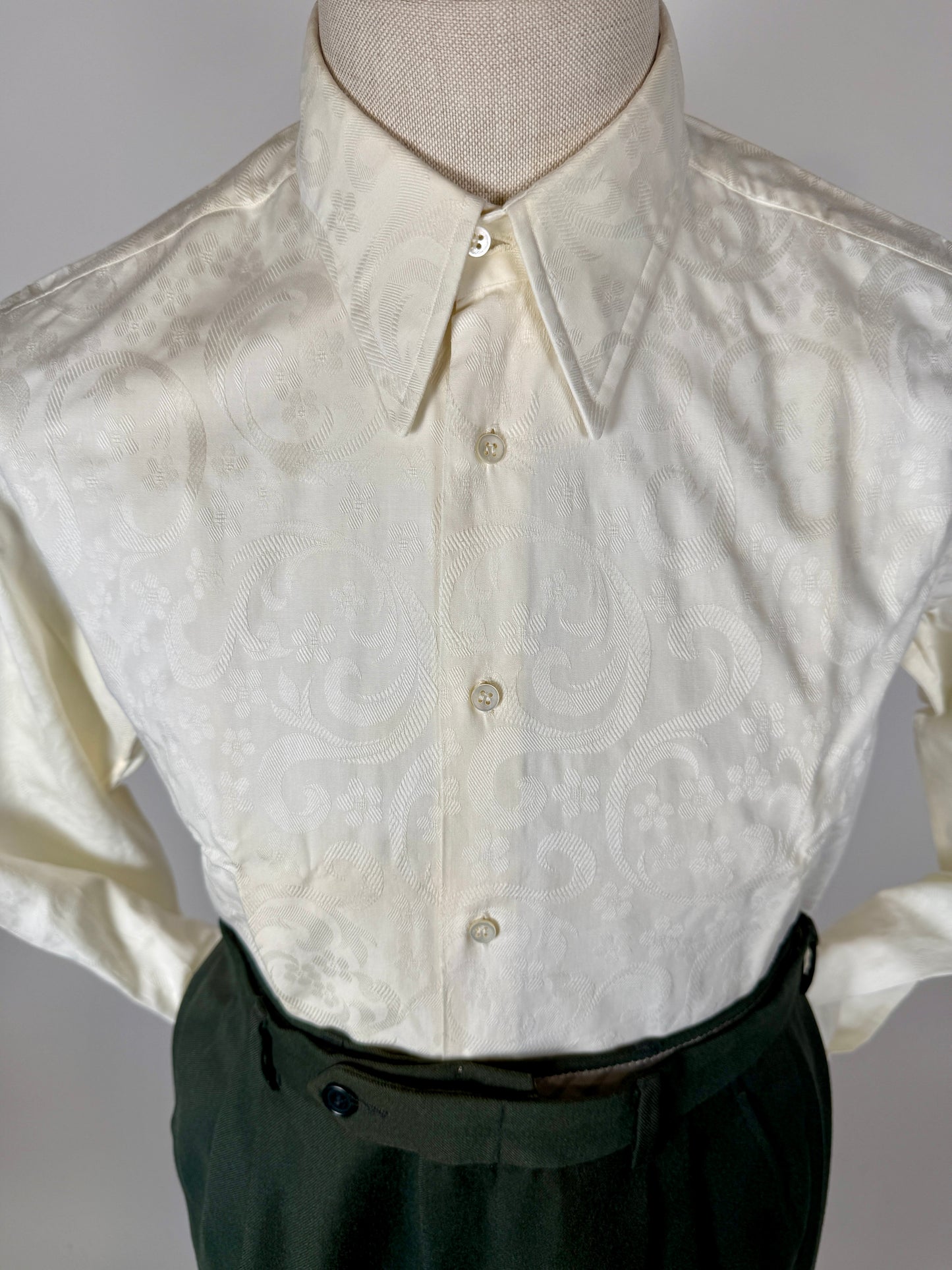 Camicia anni ‘70 jacquard damascata - M collo 40