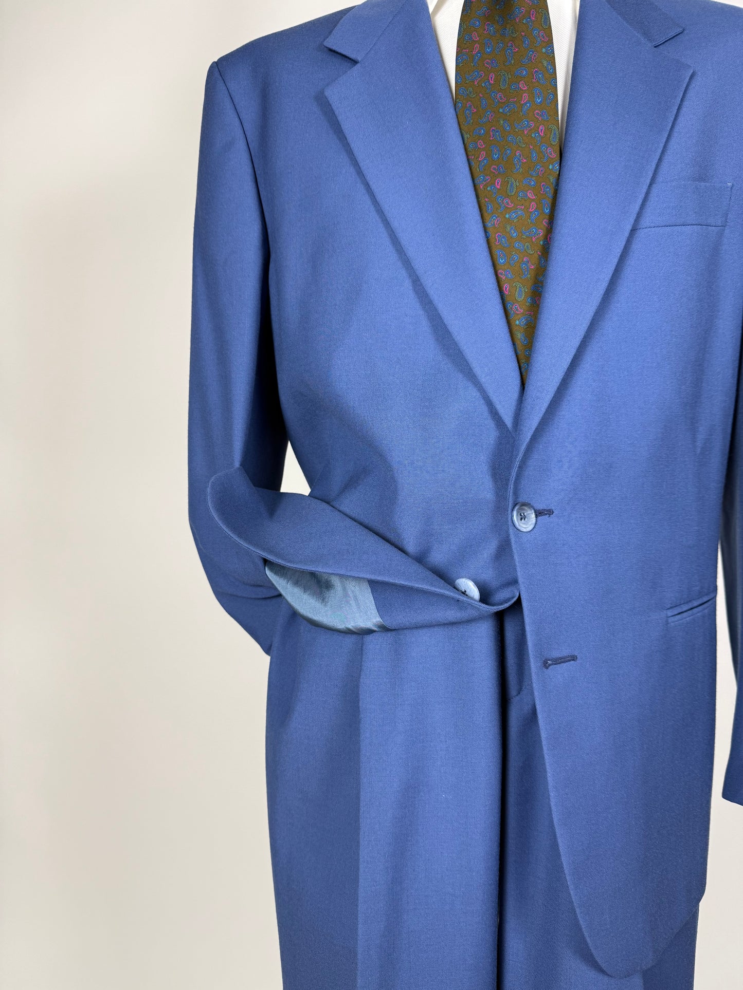 Completo anni '80 fresco lana bluette - tg. 52, pantaloni 48