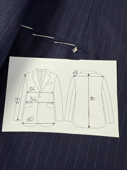 Giacca sartoriale anni ‘70 in flanella blu gessata (nuova) - tg. 50