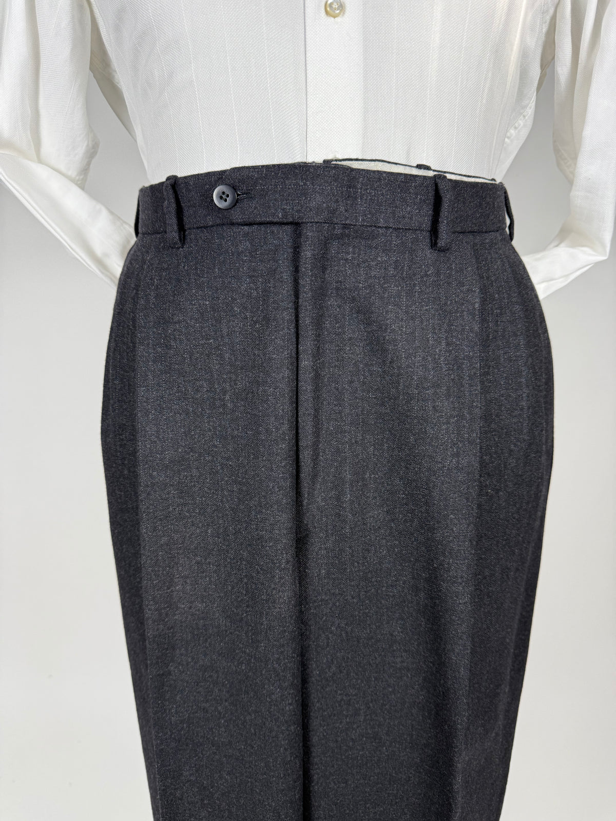 Completo Brioni doppiopetto anni '80 flanella antracite gessato - tg. 56
