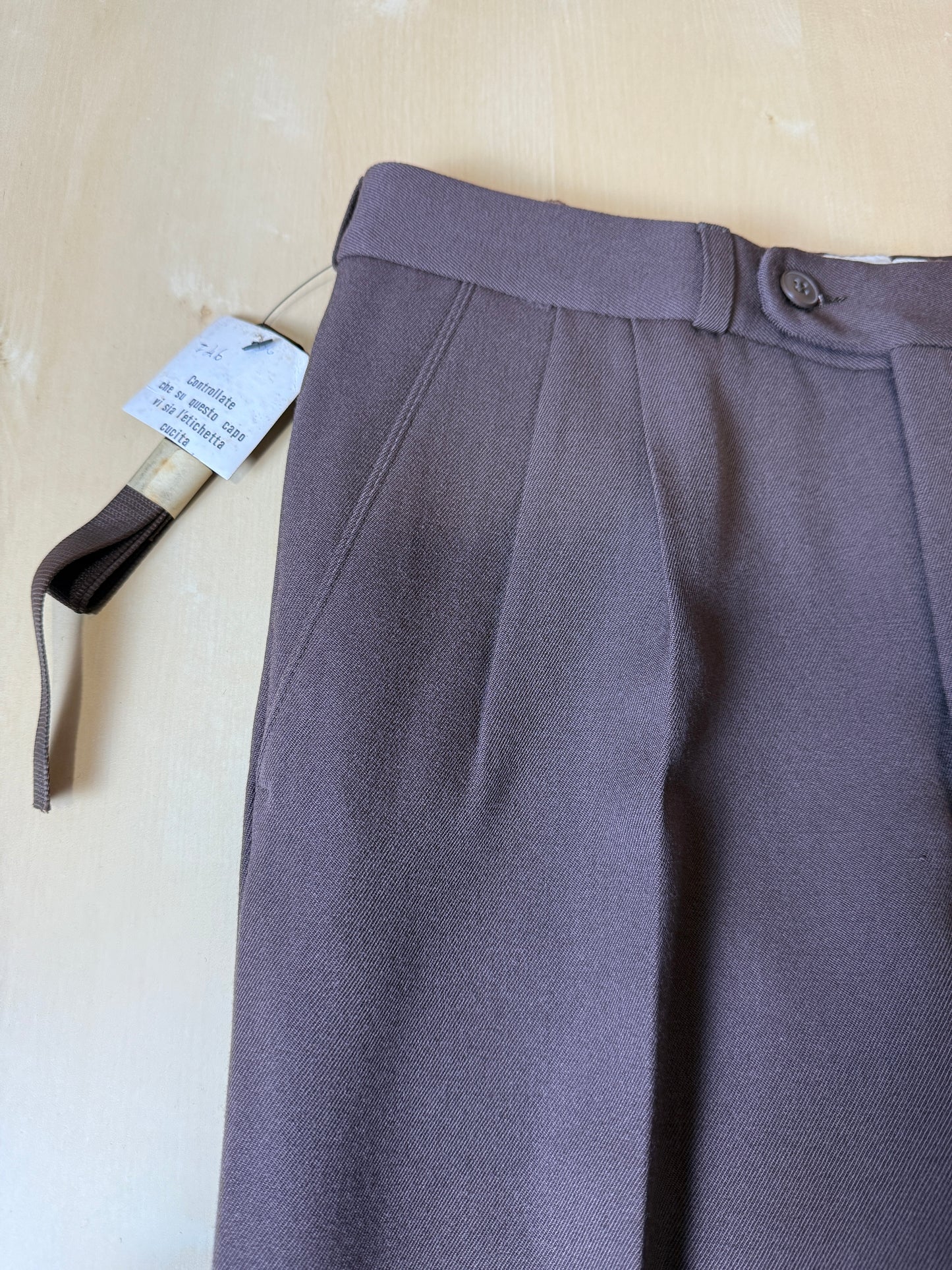 Pantaloni anni ‘80 in twill di lana color cioccolato (NOS) - tg. 44