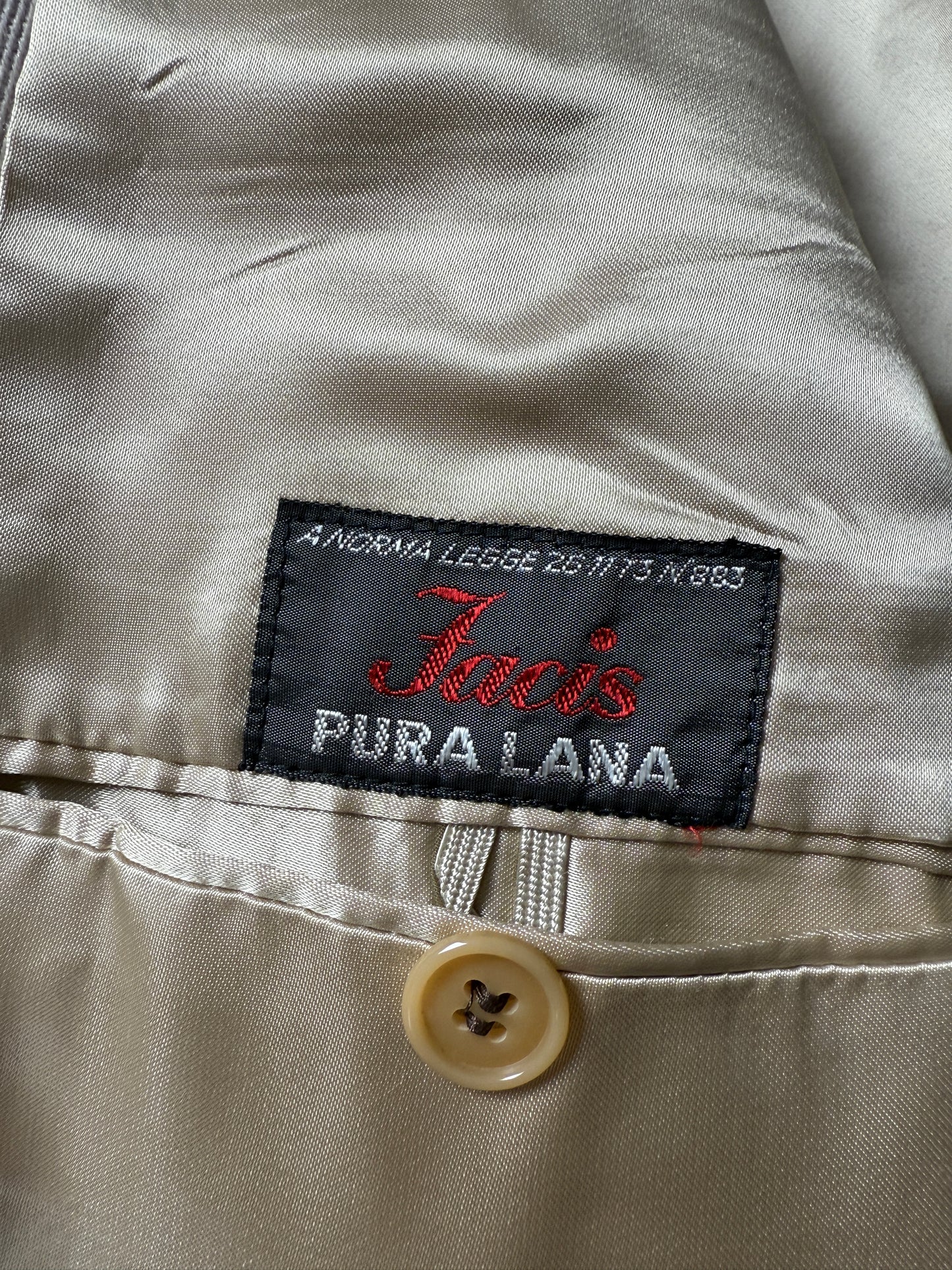 Cappotto doppiopetto anni ‘70 in twill di lana color avorio - tg. 46-48