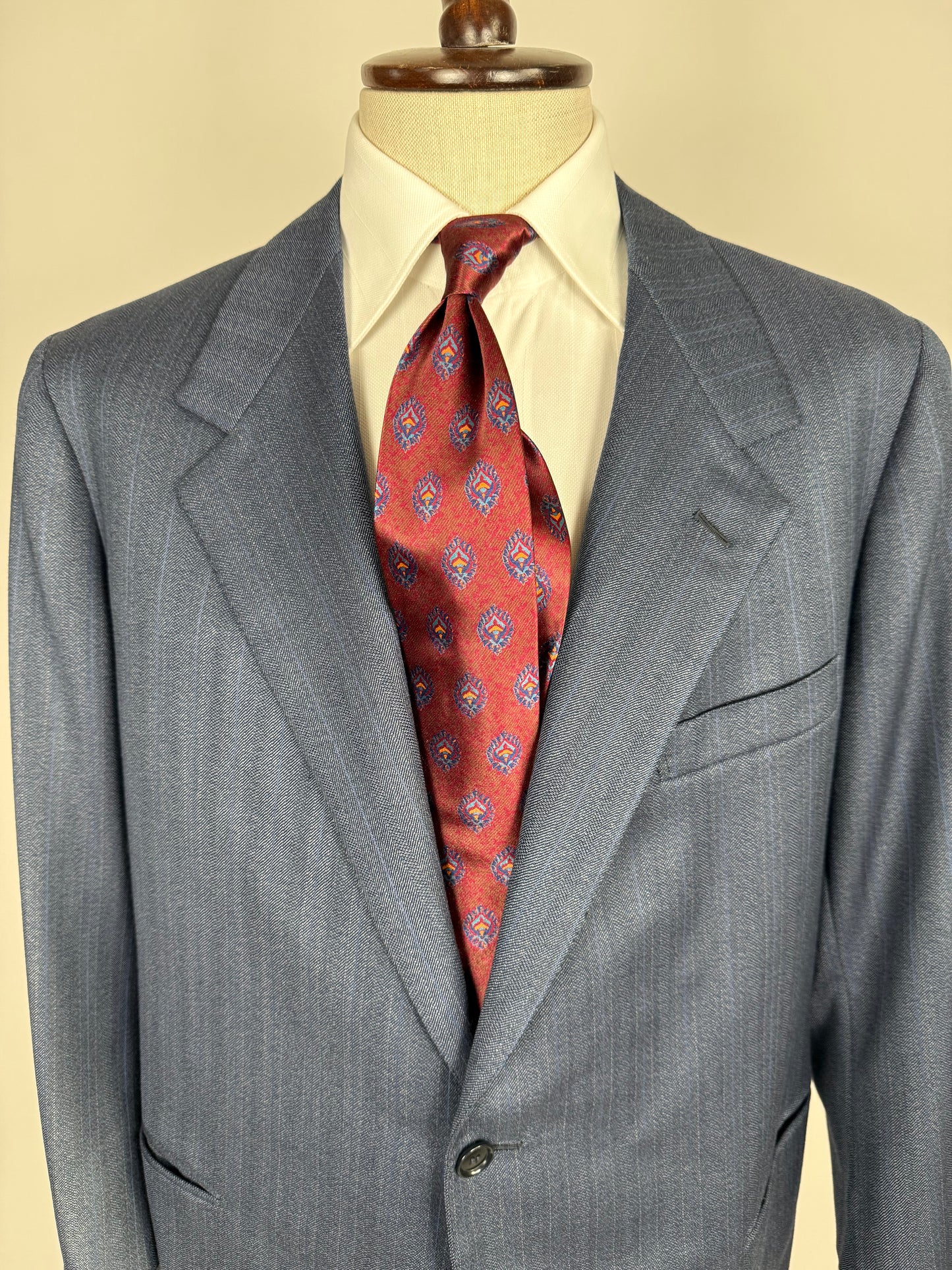Completo sartoriale tessuto E. Zegna lana pettinata blu - tg. 54/56 drop basso