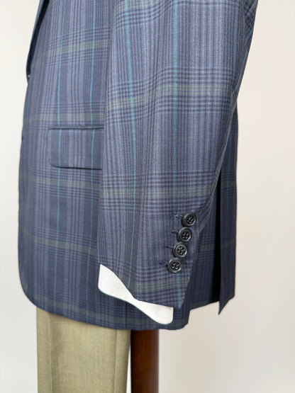 Giacca Brioni fresco lana tartan blu e verde - tg. 52