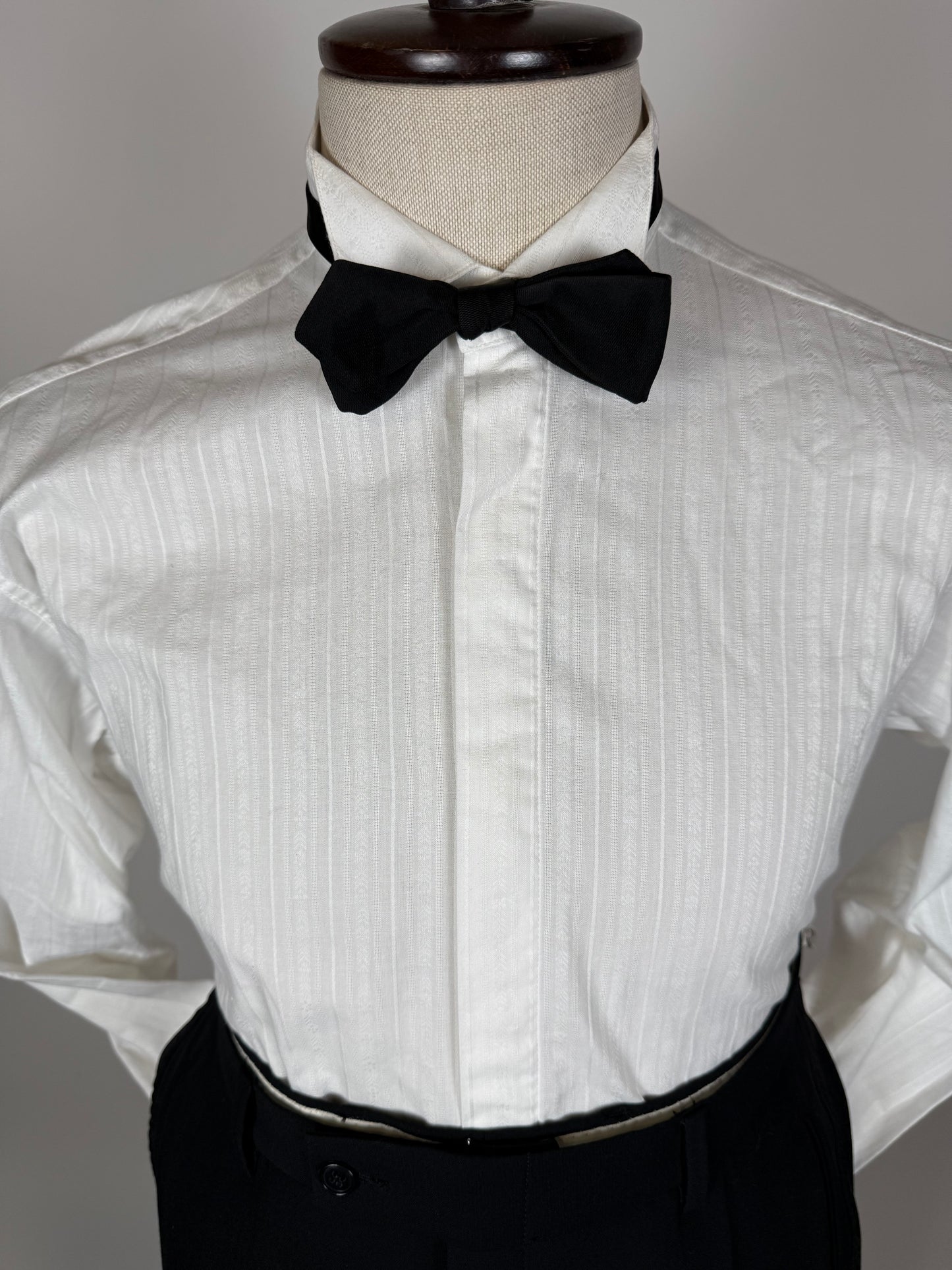 Camicia da sera cotone operato a righe collo diplomatico - M collo 40