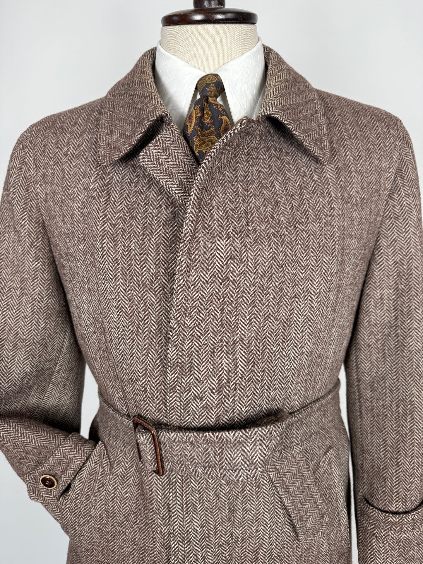 Cappotto in tweed marrone spigato - tg. 50-54
