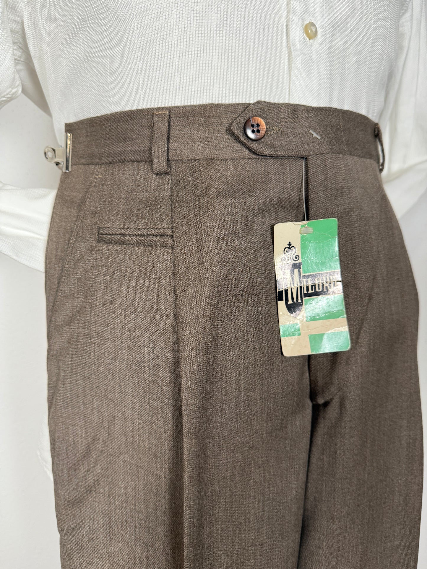 Pantalone anni ‘80 fresco lana marrone (NOS) - tg. 46