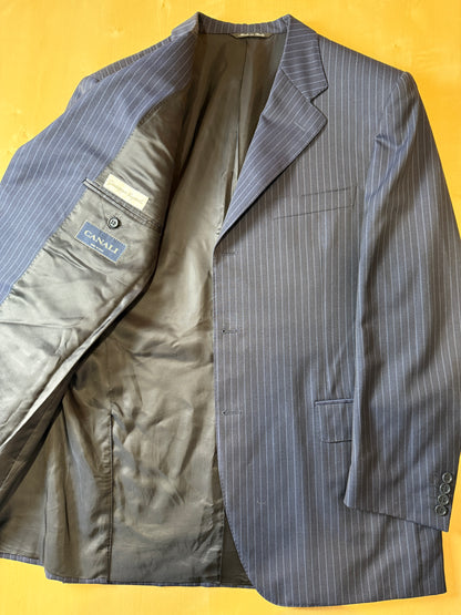 Completo Canali lana pettinata blu gessato - tg. 54