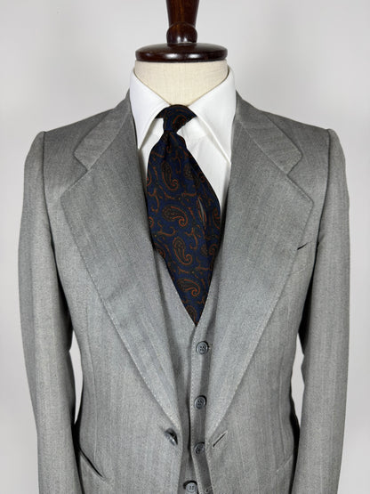 Completo 3 pezzi anni '70 herrigbone grigio - tg. 44