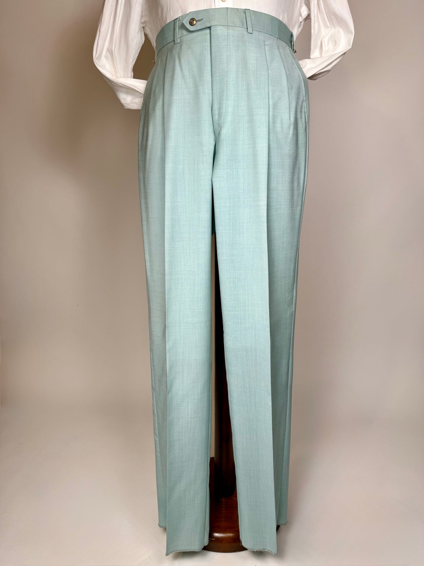 Pantaloni fresco lana turchese anni ‘80 (NOS) - tg. 50/52