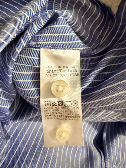 Camicia Ermenegildo Zegna Gritti blu riga in twill ritorto - L collo 42