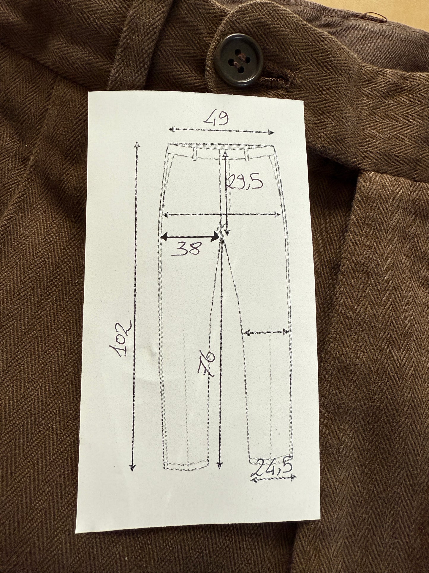 Pantaloni sartoriali in cotone spigato marrone - tg. 54