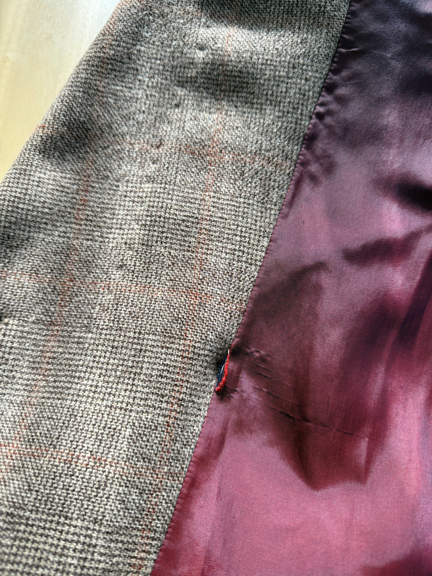 Cappotto doppiopetto sartoriale anni ‘50/‘60 glen check tabacco - tg. 44-46