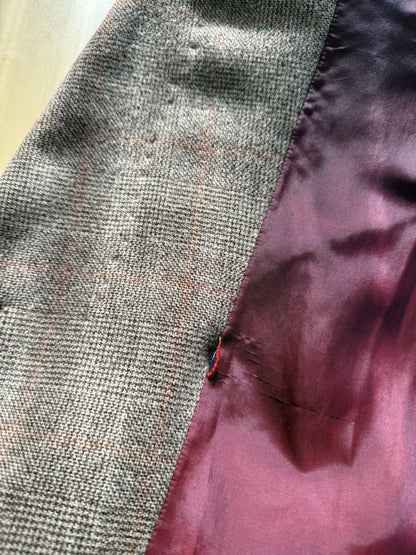 Cappotto doppiopetto sartoriale anni ‘50/‘60 glen check tabacco - tg. 44-46