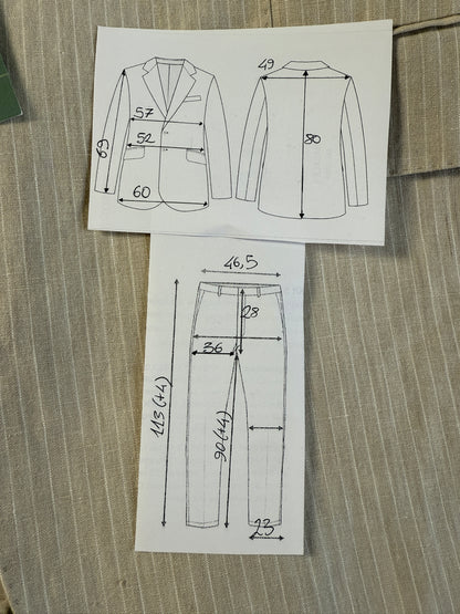 Completo in puro lino color panna gessato - tg. 52