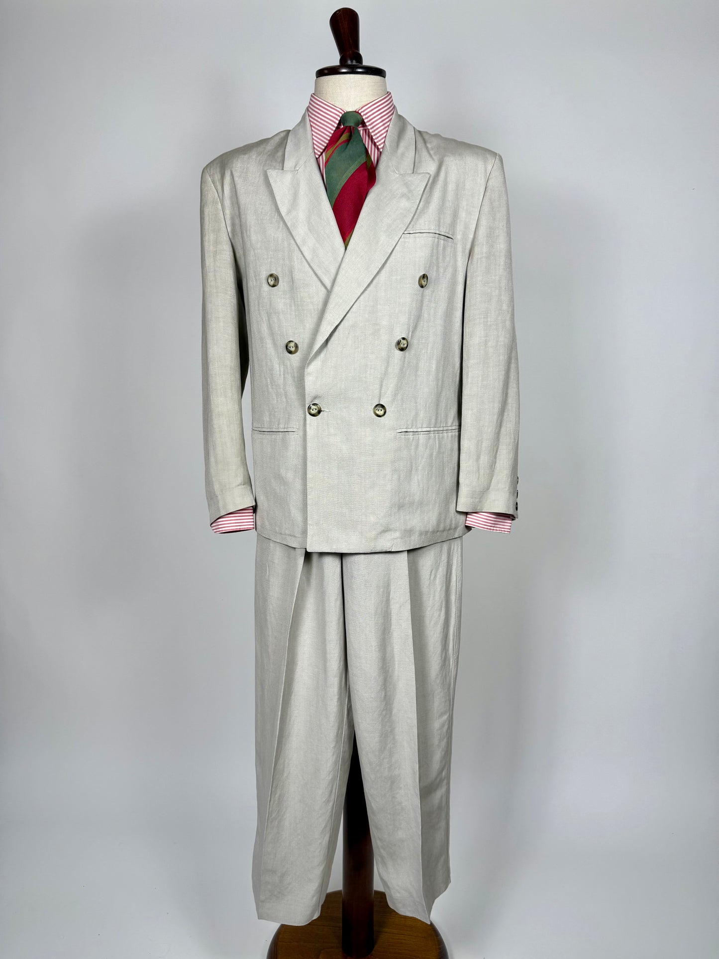 Completo doppiopetto anni '80 oversize viscosa e lino - tg. 46 corta