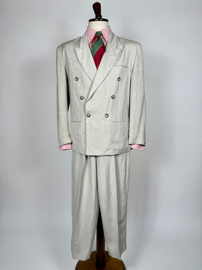 Completo doppiopetto anni '80 oversize viscosa e lino - tg. 46 corta