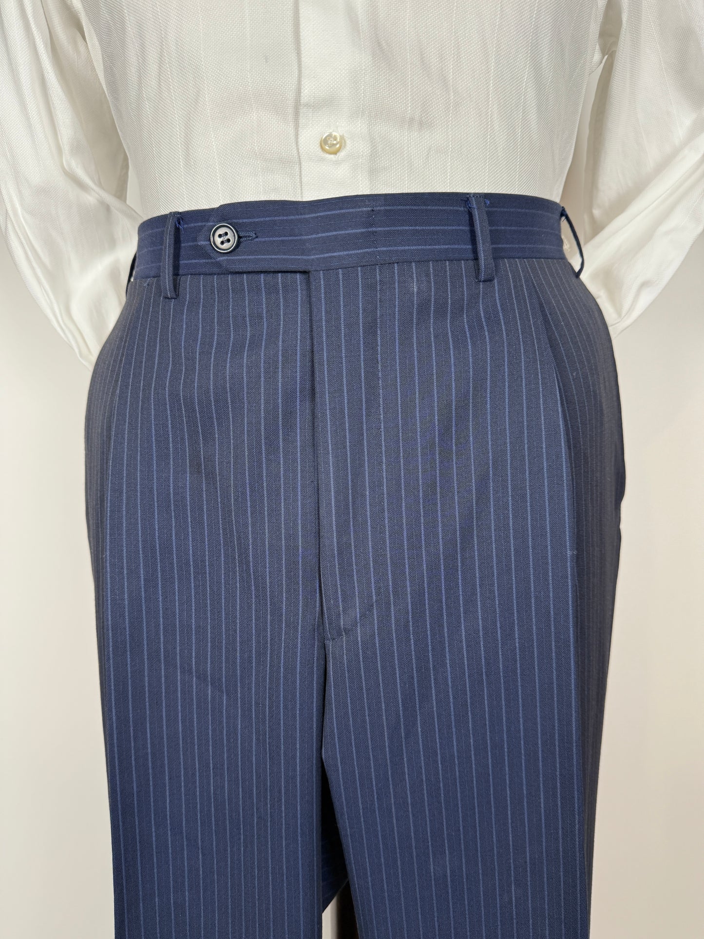 Completo Canali lana pettinata blu gessato - tg. 54