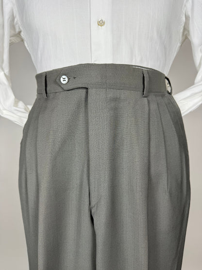 Pantaloni fresco lana salvia 3 pinces anni '80 (NOS) - tg. 50