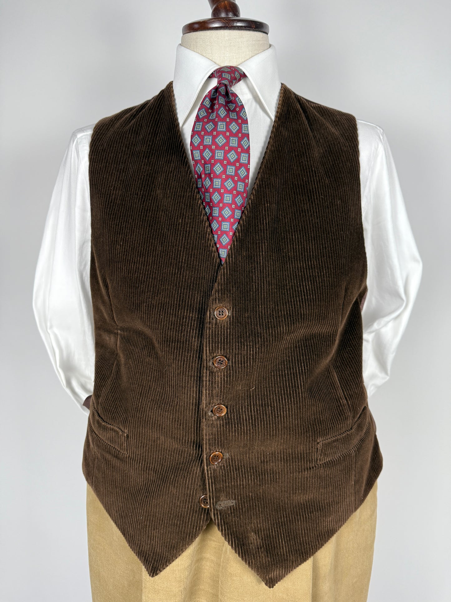 Giacca + panciotto anni '90 in velluto a coste marrone - tg. 56