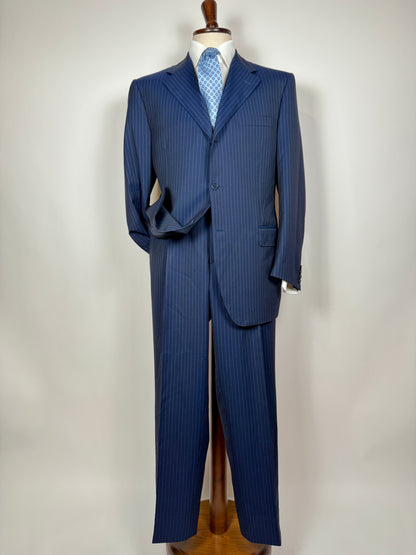 Completo Canali lana pettinata blu gessato - tg. 54