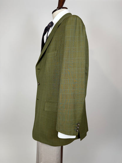 Giacca De Paz fresco lana verde glen check - tg. 52