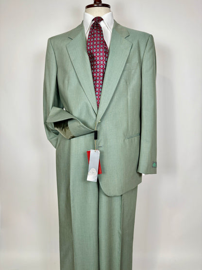 Completo anni '80 fresco lana verde menta (NOS) - tg. 54/56 drop basso