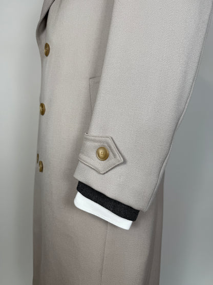 Cappotto doppiopetto anni ‘70 in twill di lana color avorio - tg. 46-48