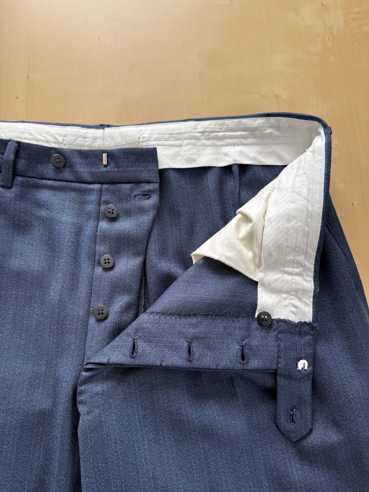 Completo sartoriale tessuto E. Zegna lana pettinata blu - tg. 54/56 drop basso