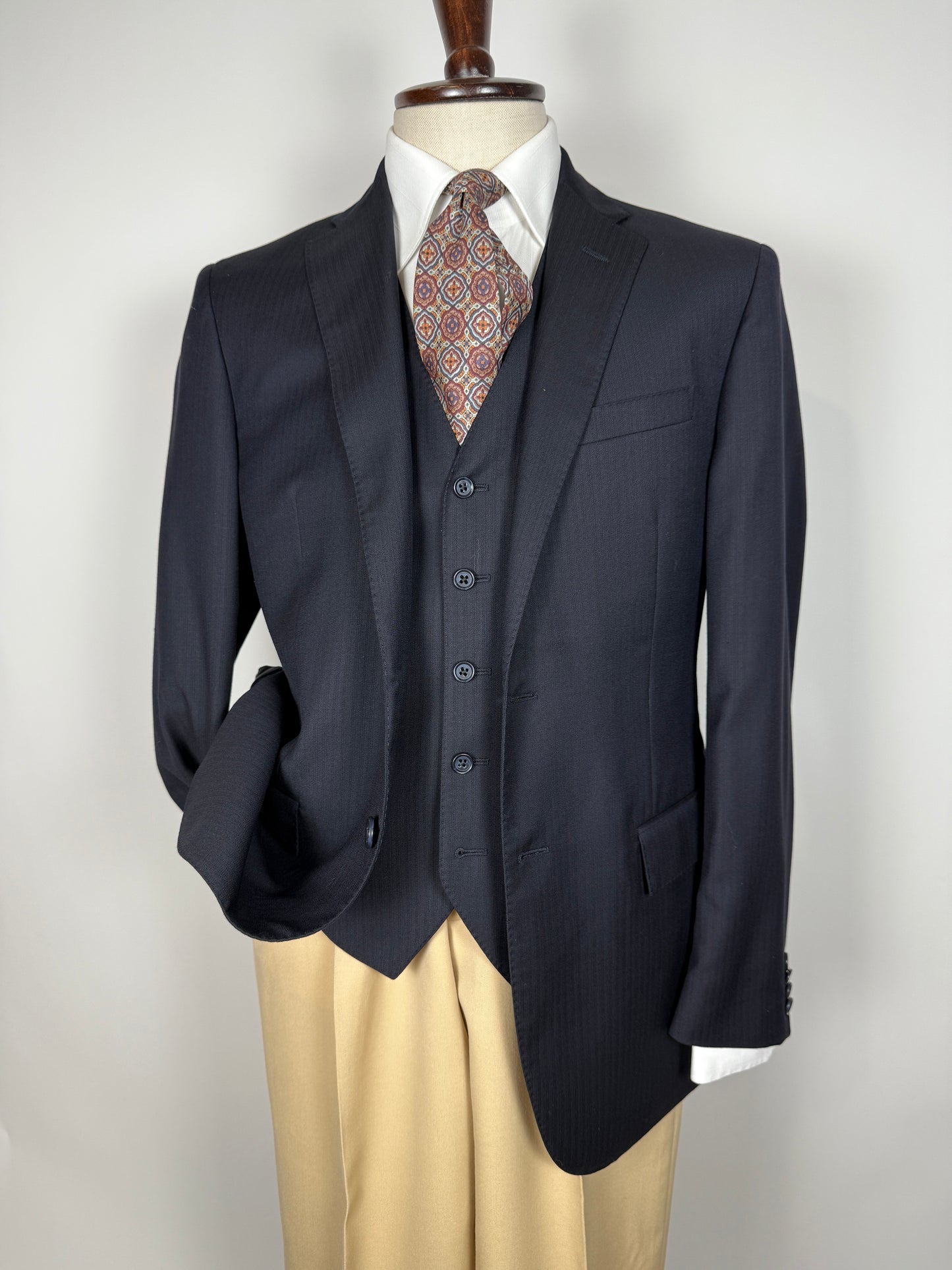 Giacca + panciotto Corneliani lana pettinata blu - tg. 50
