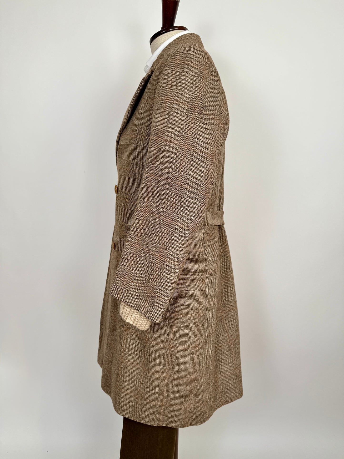 Cappotto doppiopetto sartoriale anni ‘50/‘60 glen check tabacco - tg. 44-46