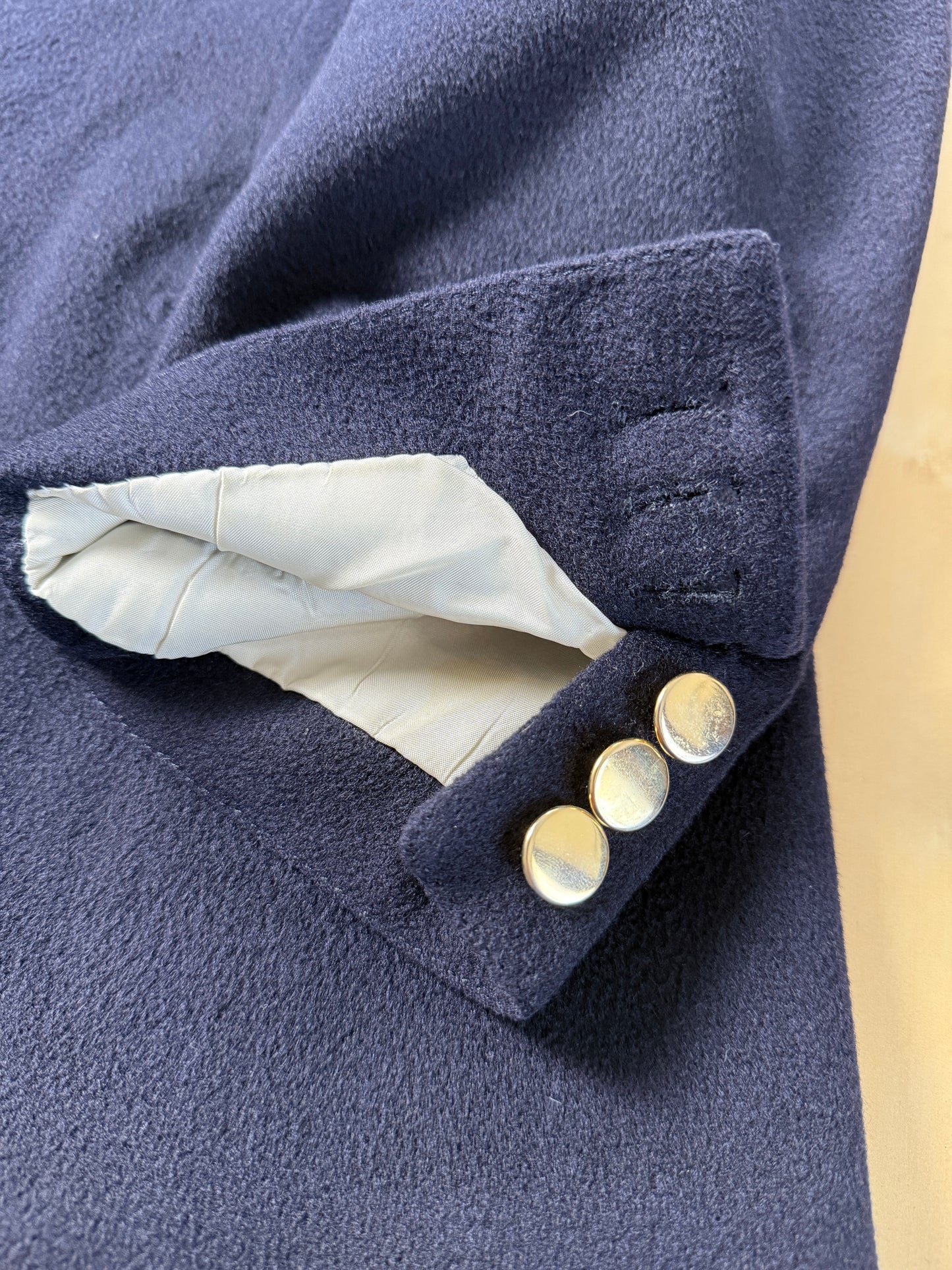 Navy blazer sartoriale anni ‘90 in panno lana e cashmere - tg. 48