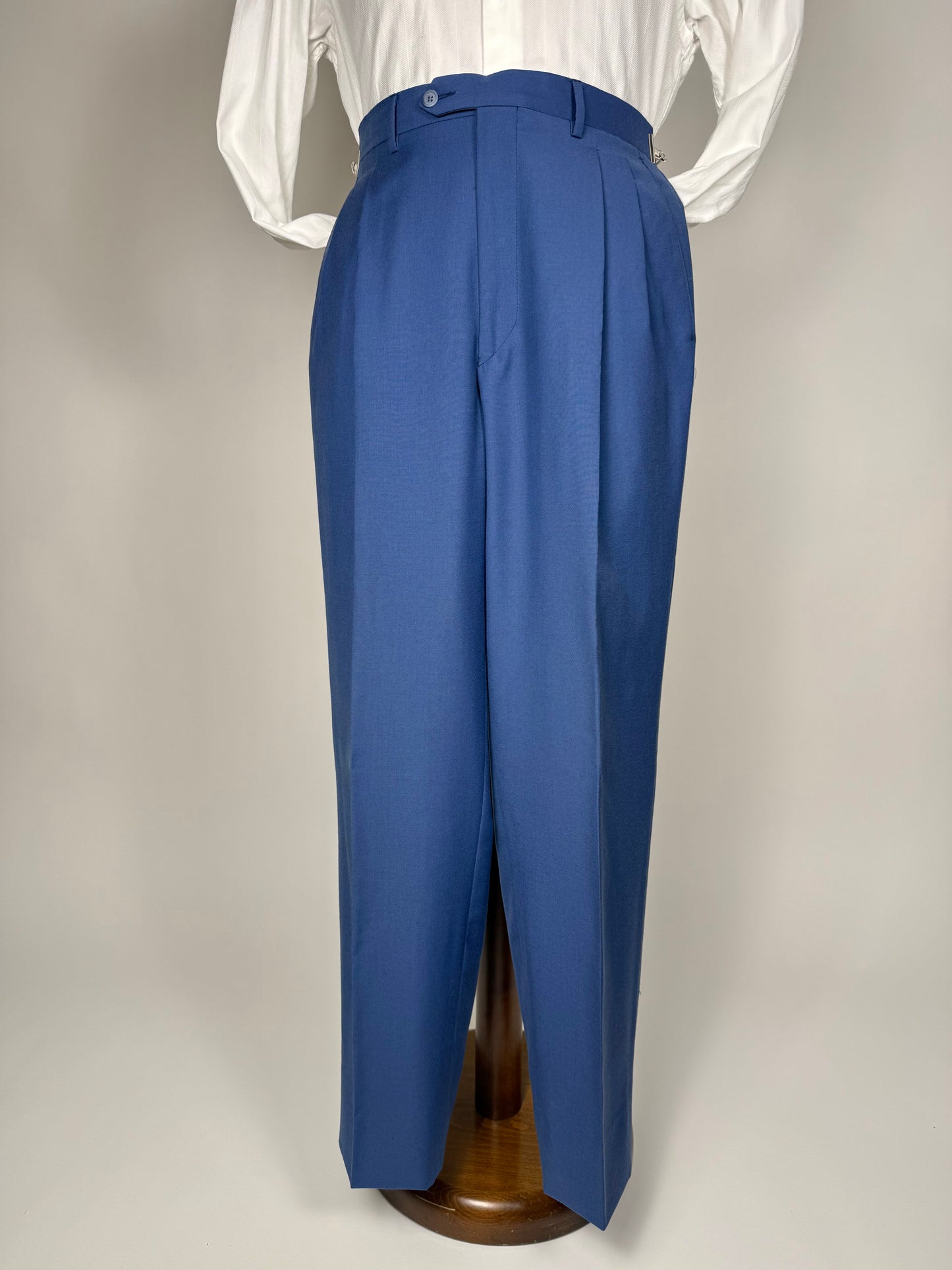 Completo anni '80 fresco lana bluette - tg. 52, pantaloni 48