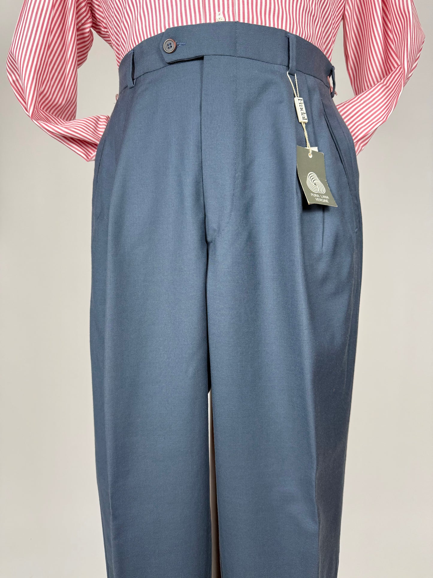 Pantaloni fresco lana verde petrolio 3 pinces anni '80 - tg. 48
