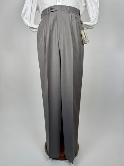 Pantaloni anni '80 NOS fresco lana grigio-verde (4 pinces!) - tg. 44/46