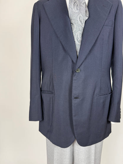 Giacca sartoriale anni '70 fresco lana blu - tg. 52 lunga