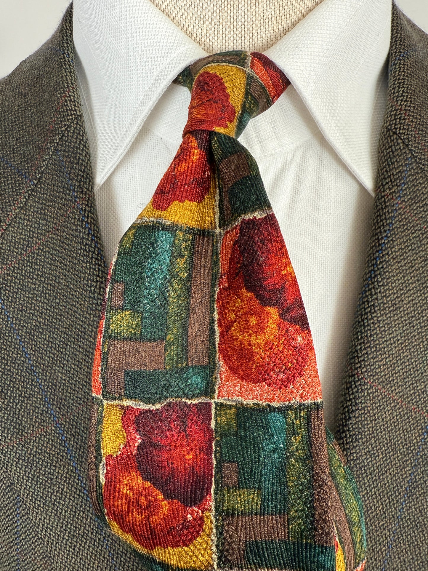 Cravatta Ermenegildo Zegna jacquard geometrico e floreale