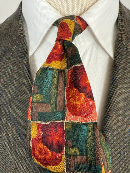 Cravatta Ermenegildo Zegna jacquard geometrico e floreale