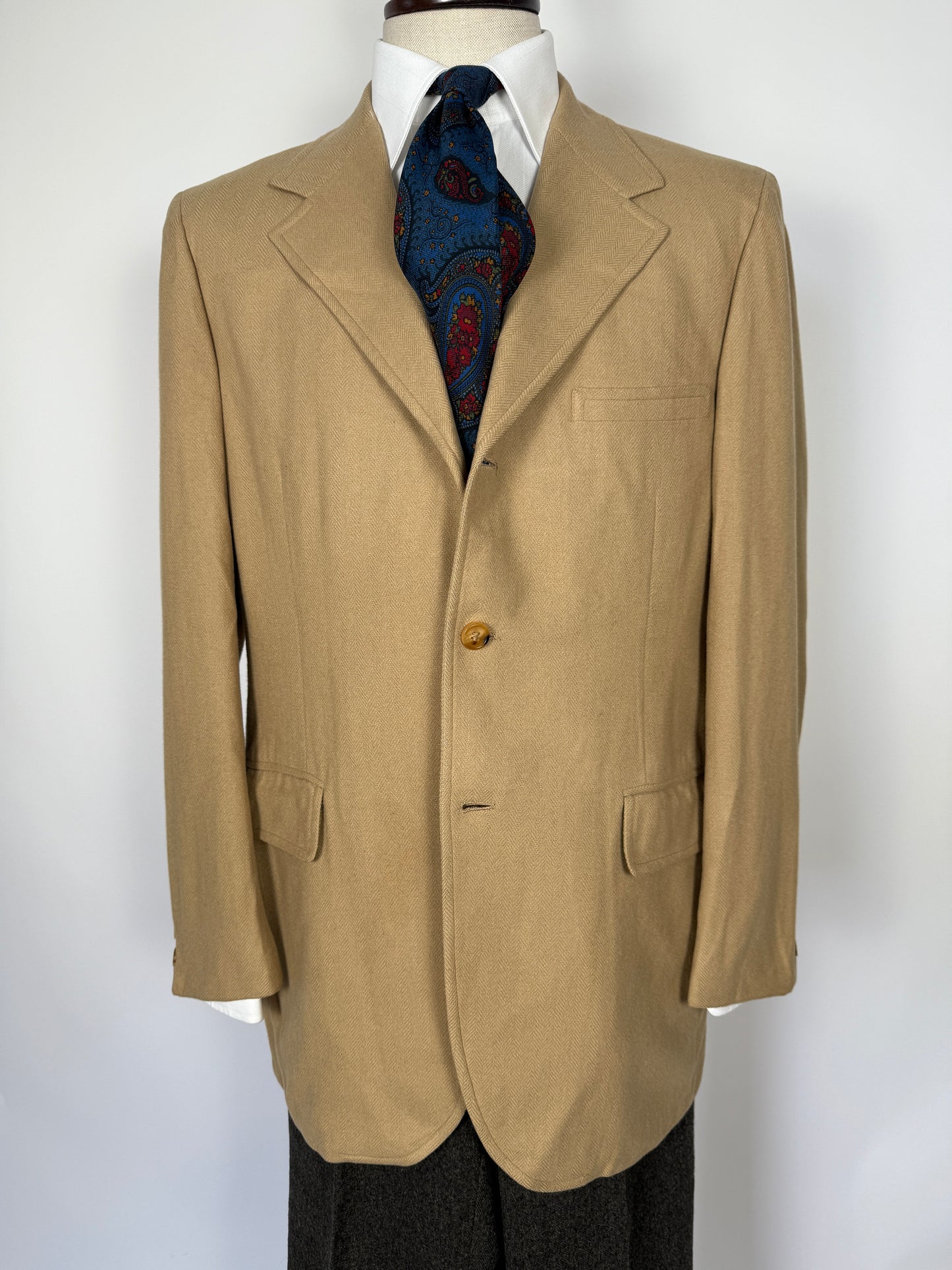 Giacca americana anni ‘60/‘70 in puro cashmere spinato - tg. 52