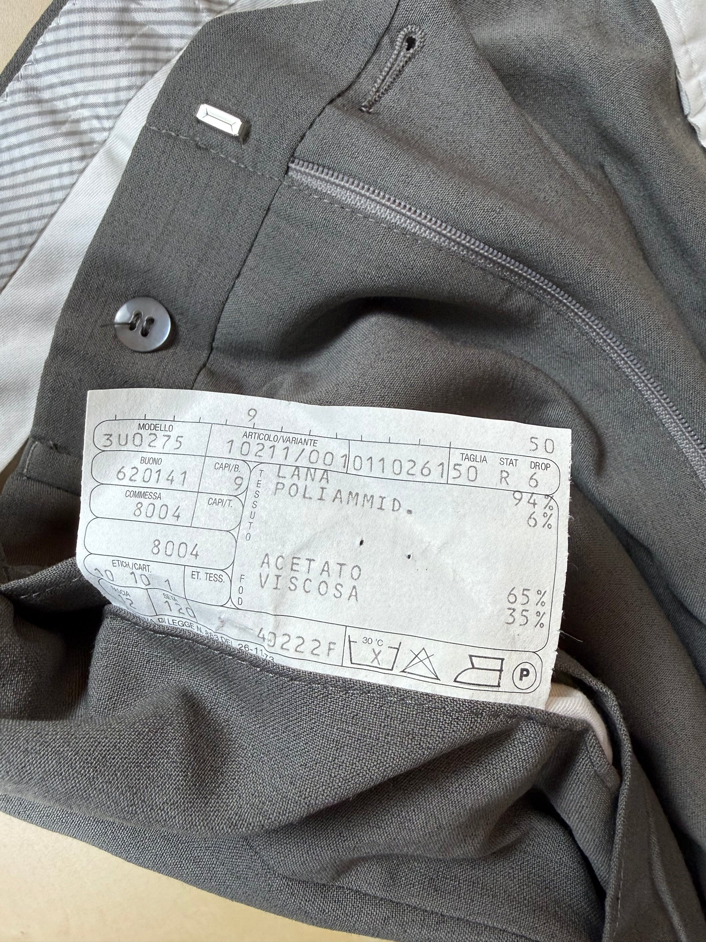 Pantaloni fresco lana salvia 3 pinces anni '80 (NOS) - tg. 50