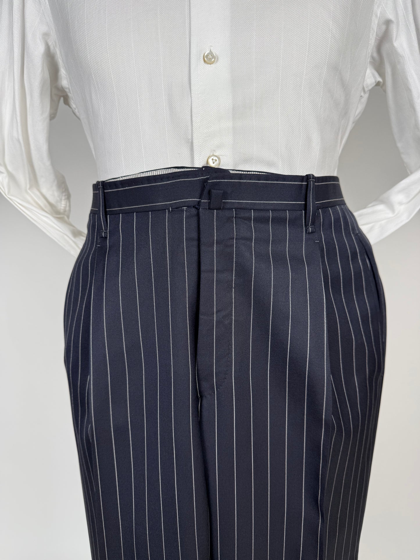 Completo sartoriale flanella pettinata blu gessato - tg. 56 drop 0-2
