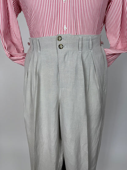Completo doppiopetto anni '80 oversize viscosa e lino - tg. 46 corta