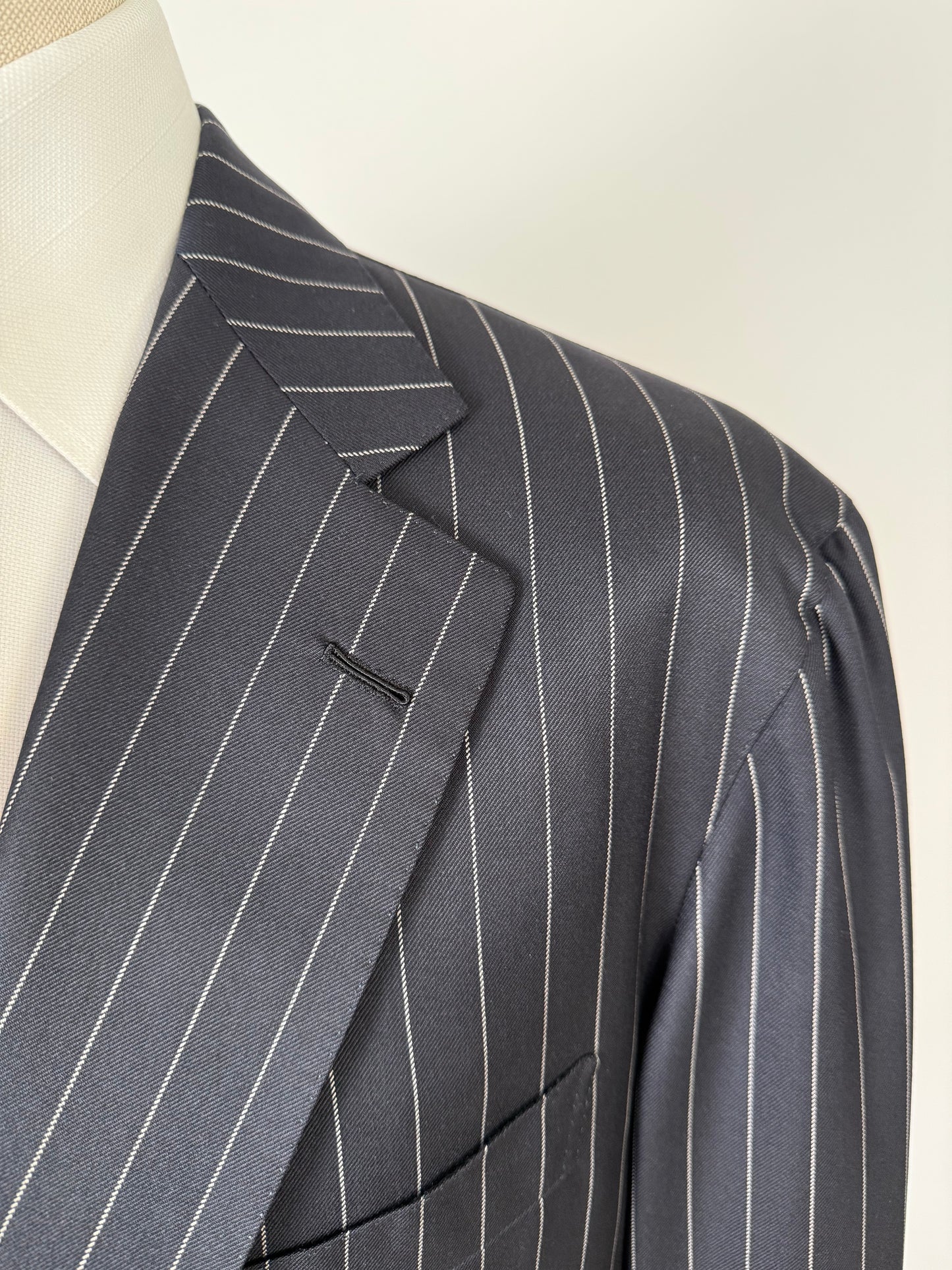 Completo sartoriale flanella pettinata blu gessato - tg. 56 drop 0-2