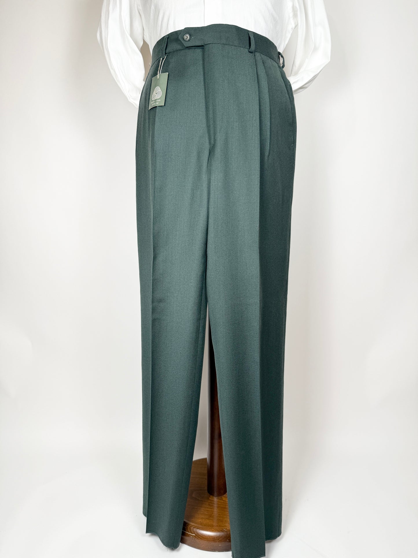 Pantalone anni ‘80 in flanella verde pino (NOS) - tg. 50