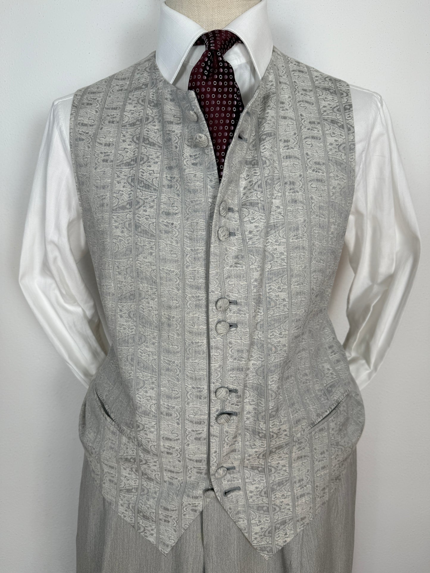 Panciotto damascato con pantalone abbinato in seta e lino - tg. 54