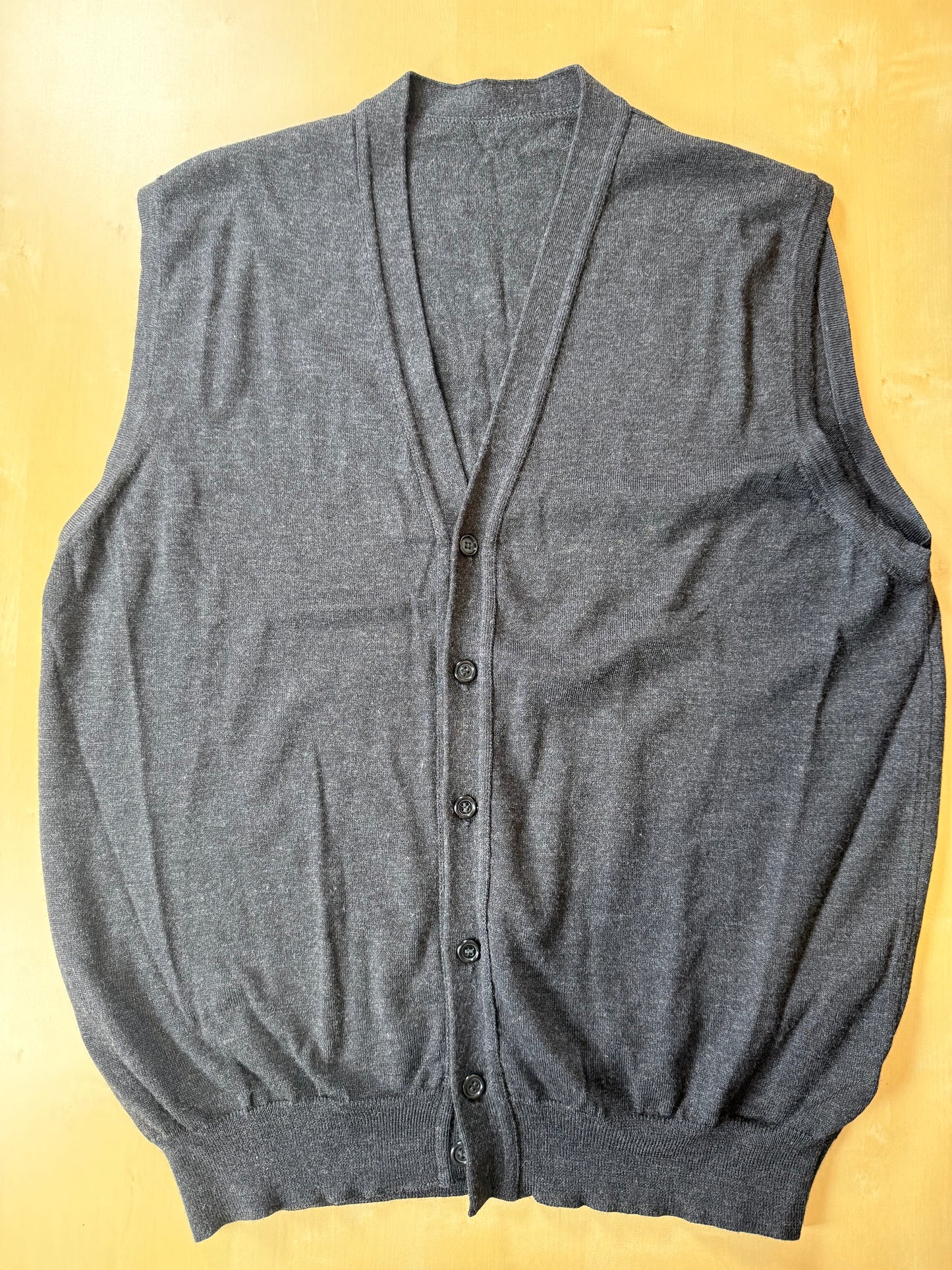 Gilet cardigan antracite in pura lana merino - XL (54-56)