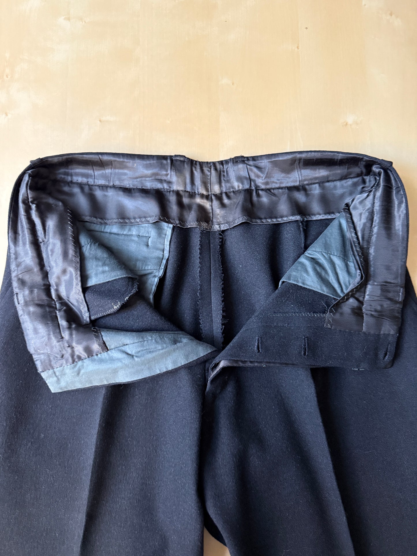 Completo 3 pezzi sartoriale anni ‘60/‘70 in flanella antracite - tg. 50